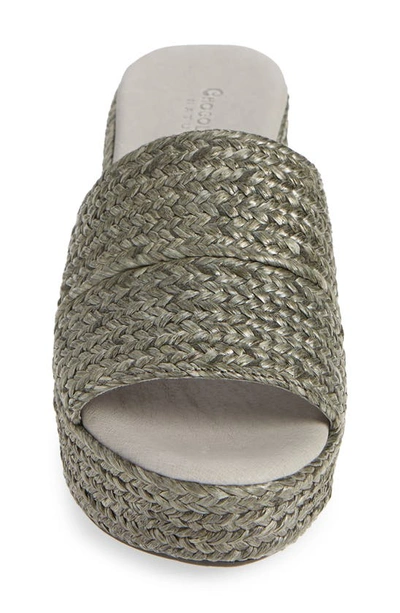 Chocolat Blu Raffia Platform Slide Sandal In Dark Grey Raffia