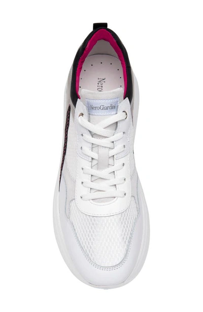 Shop Nerogiardini Retro Sporty Platform Sneaker In White Multi