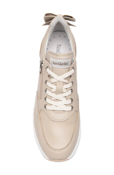 Shop Nerogiardini Bow Platform Sneaker In Ivory