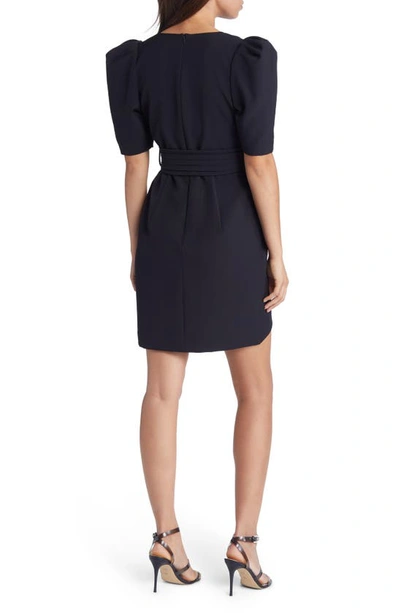 Black Halo Maricopa Belted Wrap-effect Stretch-crepe Mini Dress In Black