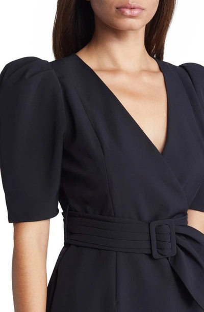 Black Halo Maricopa Belted Wrap-effect Stretch-crepe Mini Dress In Black