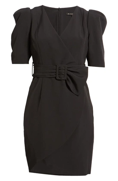 Black Halo Maricopa Belted Wrap-effect Stretch-crepe Mini Dress In Black