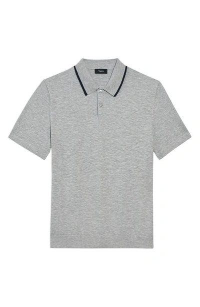 Shop Theory Goris Tipped Solid Polo In Slv Ht/ Blt