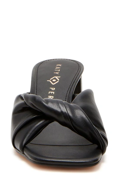 Katy Perry The Tooliped Twisted Sandal Womens Solid Faux Leather Block Heel In Black