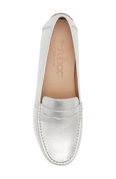 Shop The Flexx Penny Driving Loafer In Silver
