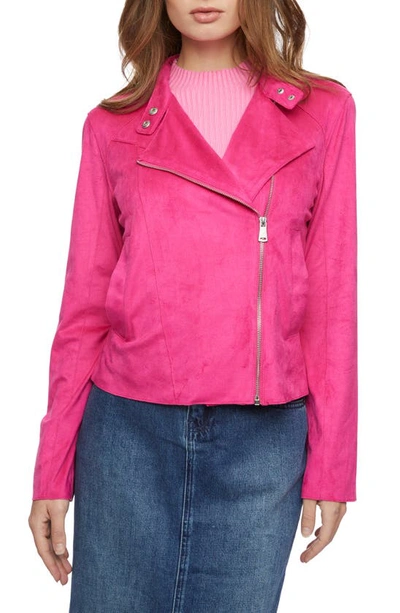 Shop Bernardo Faux Suede Moto Jacket In Wild Berry