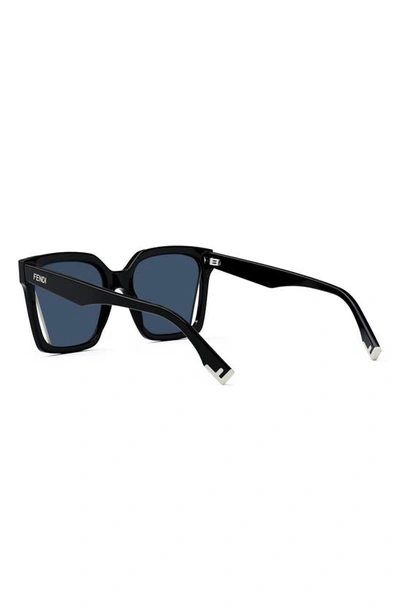 Shop Fendi The  Way 55mm Geometric Sunglasses In Shiny Black / Blue