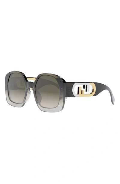 Shop Fendi The  O'lock 54mm Geometric Sunglasses In Dark Brown/ Gradient Brown