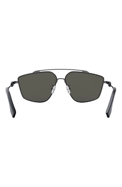 Shop Fendi O'lock 58mm Geometric Sunglasses In Shiny Dark Ruthenium / Smoke