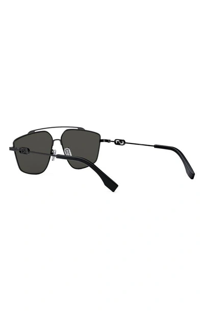 Shop Fendi O'lock 58mm Geometric Sunglasses In Shiny Dark Ruthenium / Smoke
