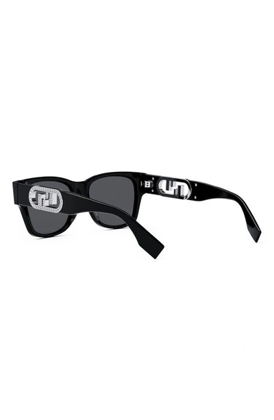 Shop Fendi The  O'lock 54mm Polarized Geometric Sunglasses In Shiny Black / Smoke
