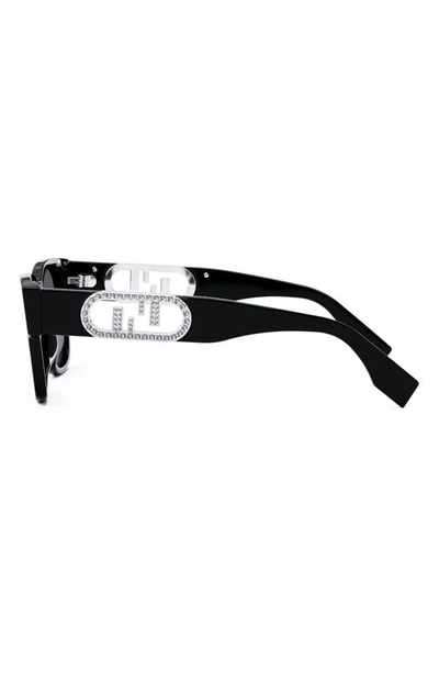 Shop Fendi The  O'lock 54mm Polarized Geometric Sunglasses In Shiny Black / Smoke