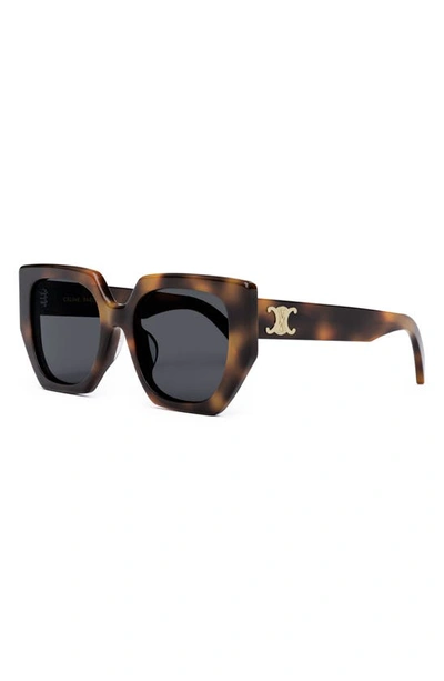 Shop Celine Triomphe 55mm Butterfly Sunglasses In Blonde Havana / Smoke
