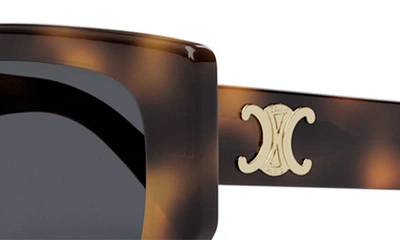 Shop Celine Triomphe 55mm Butterfly Sunglasses In Blonde Havana / Smoke