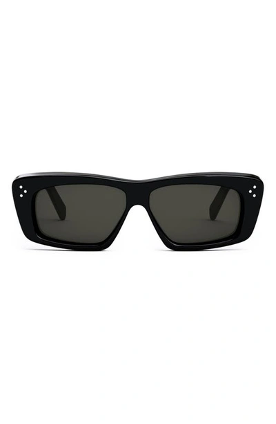 Shop Celine Bold 3 Dots 57mm Rectangular Sunglasses In Black