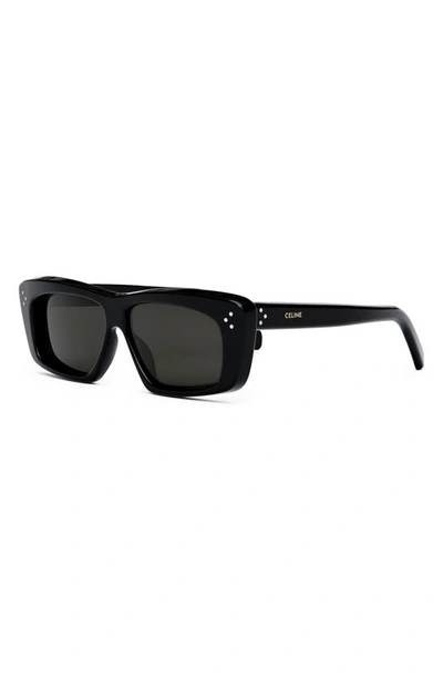 Shop Celine Bold 3 Dots 57mm Rectangular Sunglasses In Black