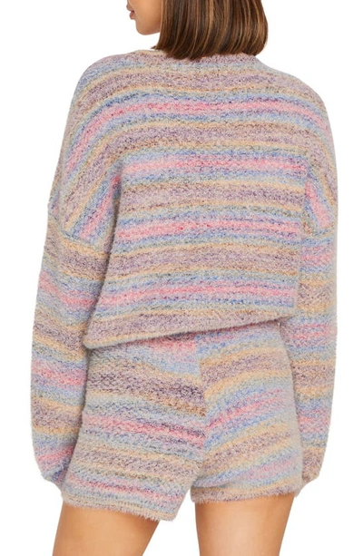 Shop Volcom Quween Beach Fuzzy Stripe Sweater Shorts In Purple Multi