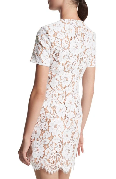 Shop Michael Kors Floral Lace Minidress In 100 Optic White Floral Lace