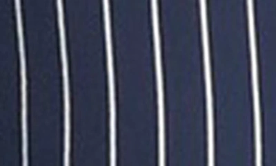 Shop Michael Kors Collection Pinstripe Long Sleeve Organic Silk Shirtdress In 416 Navy/optic White Wide
