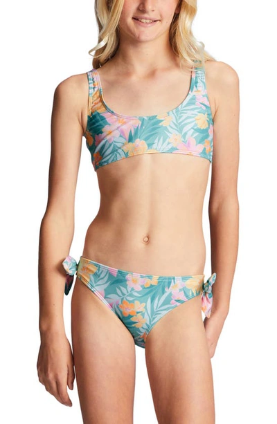 Shop Billabong Kids' Mermaid Feels Two-piece Swimsuit In Light Lagoon
