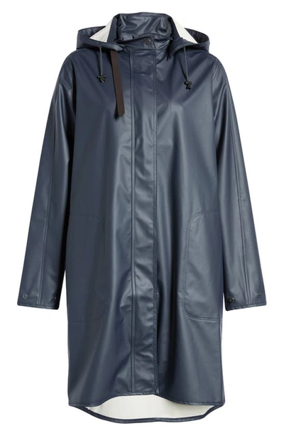 Shop Ilse Jacobsen Hooded Raincoat In Dark Indigo