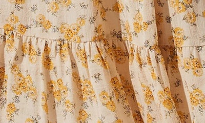 Shop Astr Tie Back Puff Sleeve Midi Dress In Mustard Multi Floral