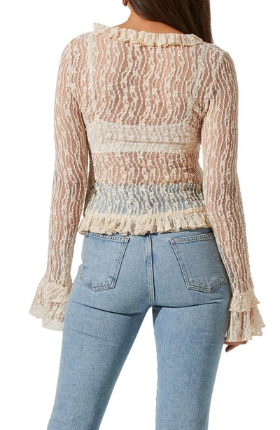 Astr Lace Front Tie Bed Jacket In Cream