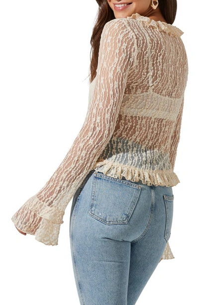 Astr Lace Front Tie Bed Jacket In Cream