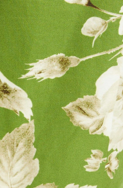 Shop Erdem Jocelyn Floral Print Cotton Midi Dress In Green/ Ecru