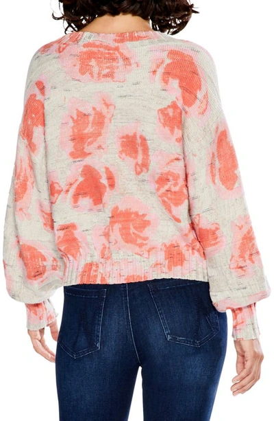 Shop Nic + Zoe Rosy Sunset Crewneck Sweater In Pink Multi