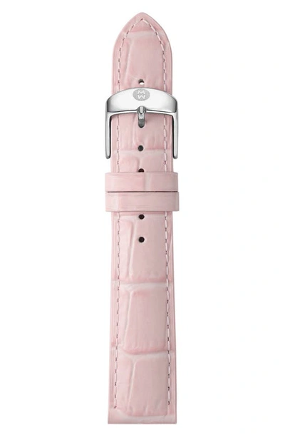Shop Michele Croc Embossed Leather 16mm Watchband In Country Rose