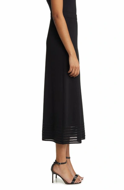 Ming Wang Stripe Hem A-line Knit Skirt In Black