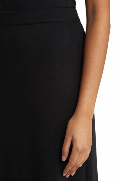 Ming Wang Stripe Hem A-line Knit Skirt In Black