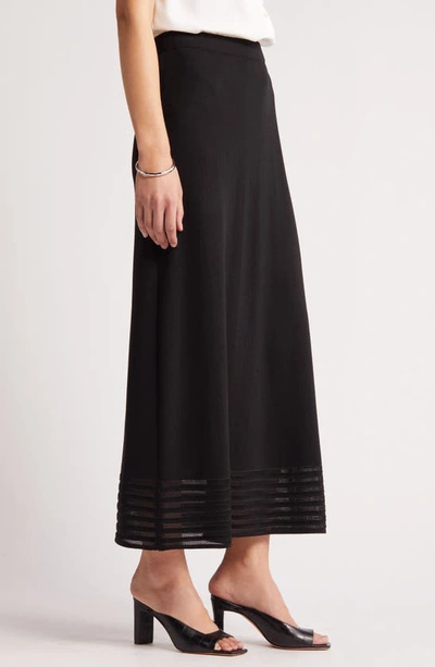 Ming Wang Stripe Hem A-line Knit Skirt In Black