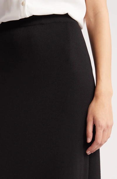Ming Wang Stripe Hem A-line Knit Skirt In Black