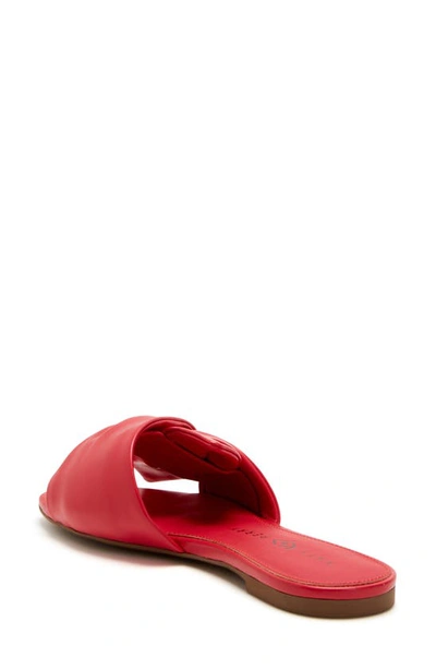 Katy Perry The Halie Bow Sandal Womens Faux Leather Flat Slide Sandals In Luscious Red