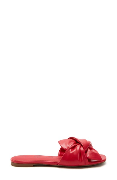 Katy Perry The Halie Bow Sandal Womens Faux Leather Flat Slide Sandals In Luscious Red