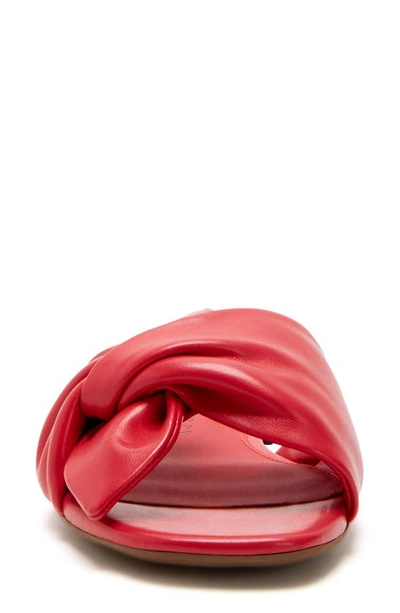 Katy Perry The Halie Bow Sandal Womens Faux Leather Flat Slide Sandals In Luscious Red