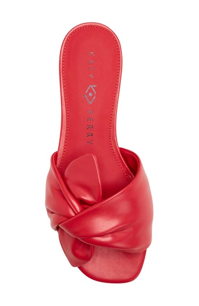 Katy Perry The Halie Bow Sandal Womens Faux Leather Flat Slide Sandals In Luscious Red