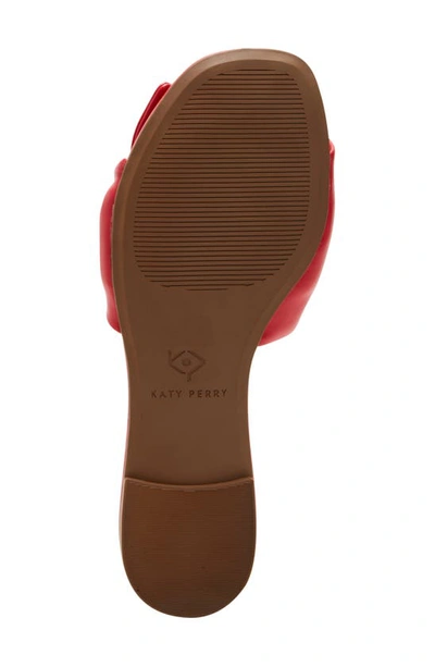 Katy Perry The Halie Bow Sandal Womens Faux Leather Flat Slide Sandals In Luscious Red