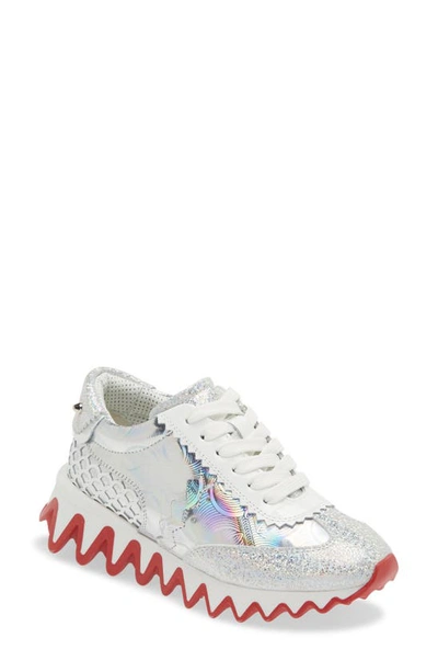 Shop Christian Louboutin Kids' Mini Shark Sneaker In Version Ab Silver