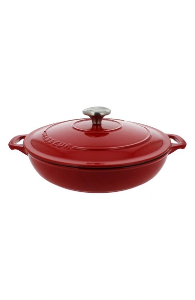 Chasseur 1.8-quart Red French Enameled Cast Iron Braiser With Lid In Red