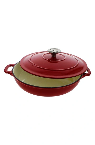 Chasseur 1.8-quart Red French Enameled Cast Iron Braiser With Lid In Red