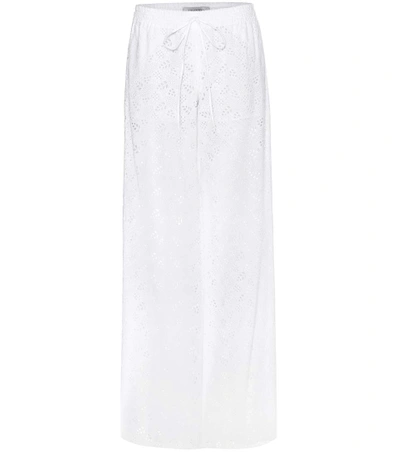 Valentino Broderie Anglaise Wide-leg Trousers In White