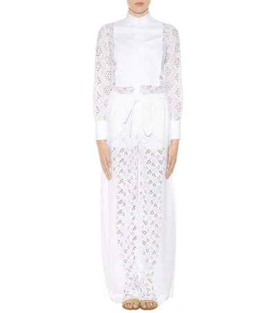 Shop Valentino Broderie Anglaise Wide-leg Trousers