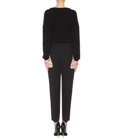 Shop Givenchy Embellished Crepe Trousers In Black