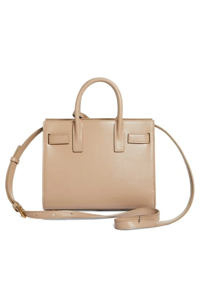 Shop Saint Laurent Nano Sac De Jour Leather Tote In Dark Beige