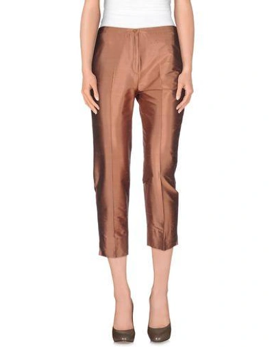 Shop Incotex Cropped Pants & Culottes In Brown