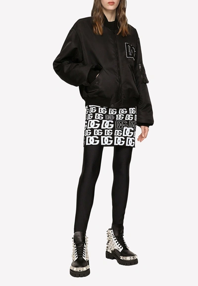 Dolce & Gabbana Dg Logo Patch Bomber Jacket In Black