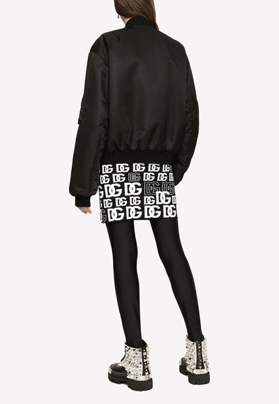 Dolce & Gabbana Dg Logo Patch Bomber Jacket In Black